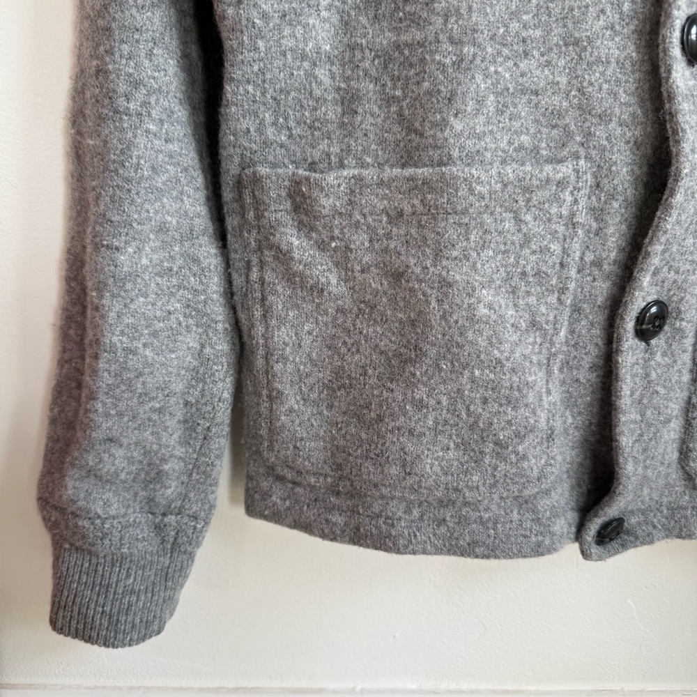 J. Crew Lambswool Grey Button Front Collared Barn… - image 4